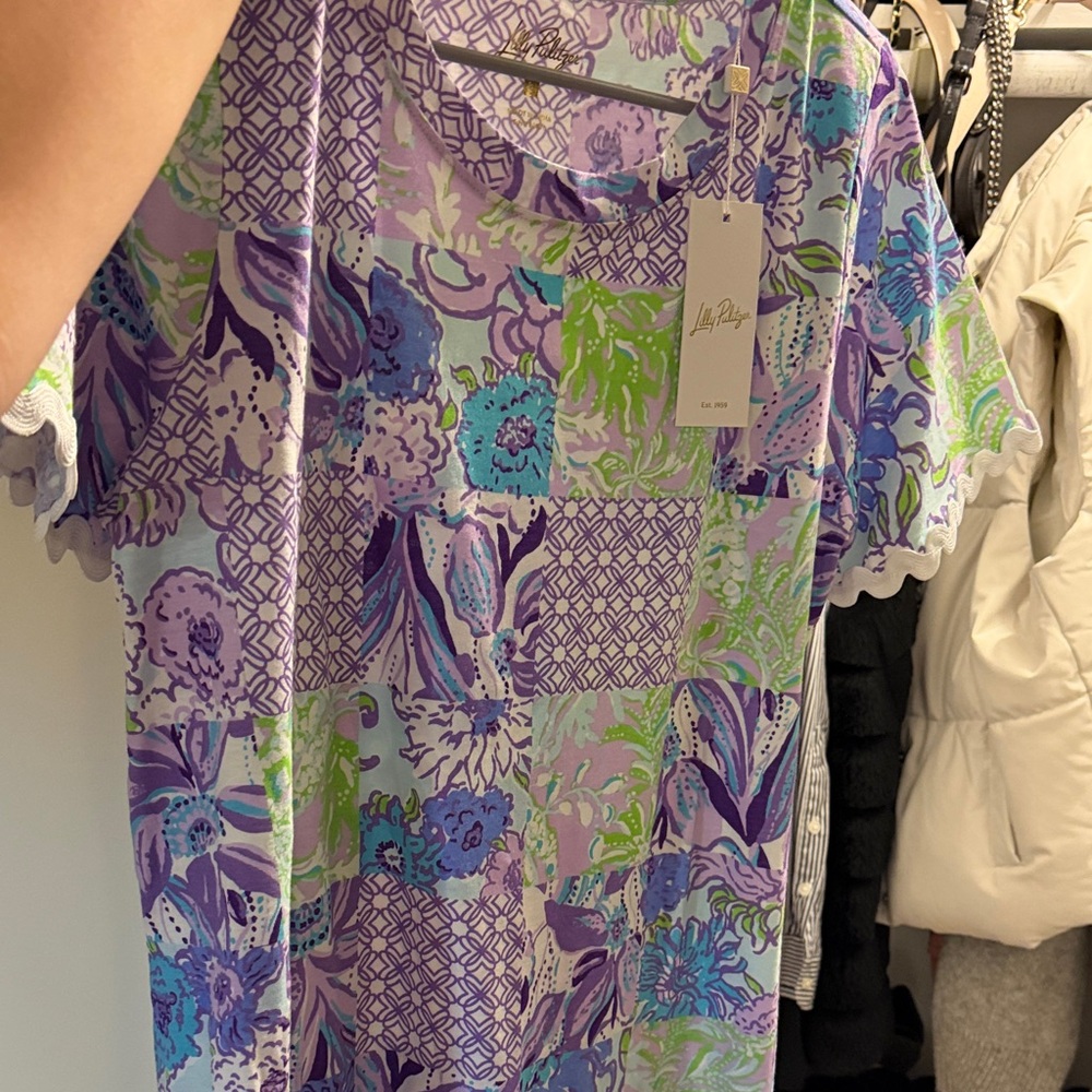 NWT Lilly Pulitzer Women's Cody Short Sleeve Dress - Multi Juicy Story Patch